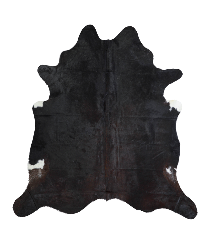 Solid Black X-Large Brazilian Cowhide Rug 7'1"H x 6'8"W #A21294 by Hudson Hides