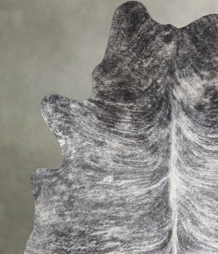 Grey Brindle Large Brazilian Cowhide Rug 5'9"H x 5'4"W #A21377 by Hudson Hides