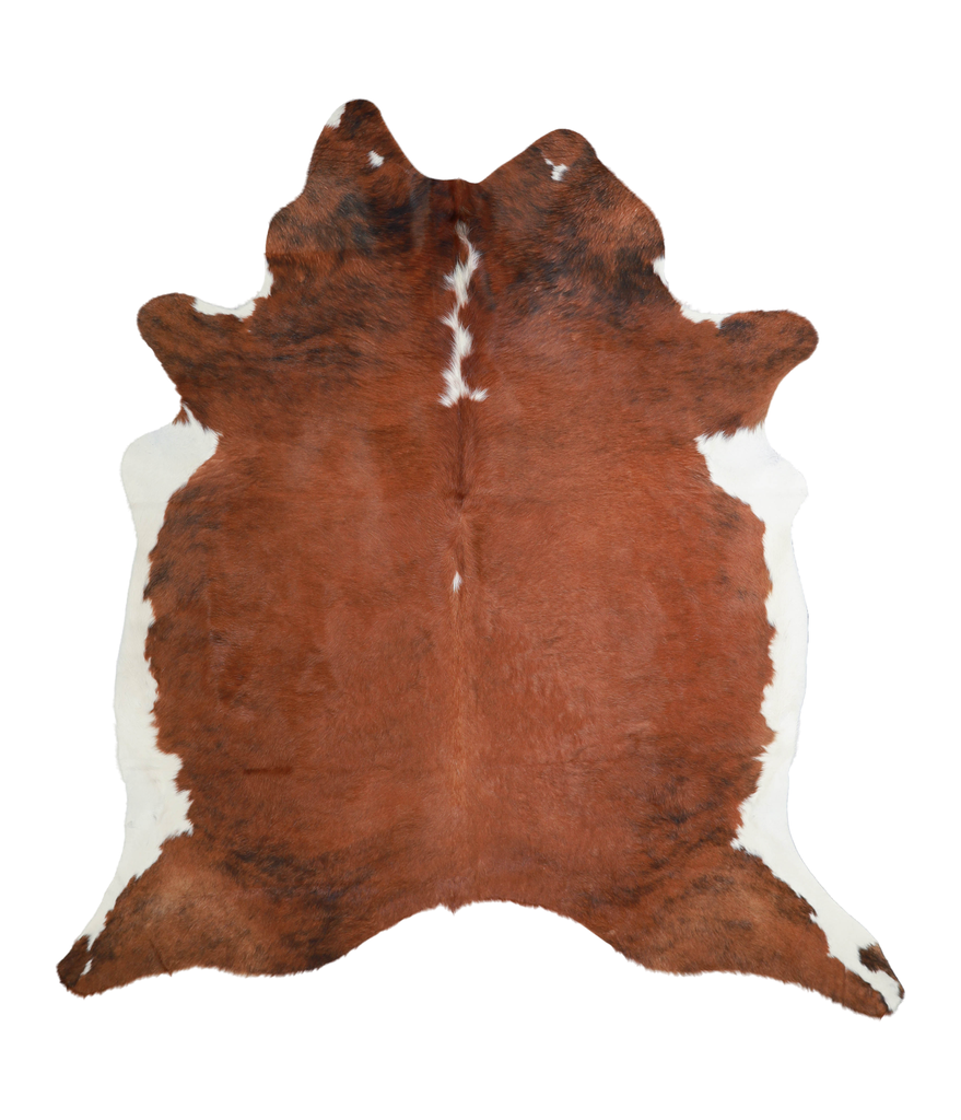 Brown and White Regular X-Large Brazilian Cowhide Rug 7'2"H x 6'6"W #A21705 by Hudson Hides