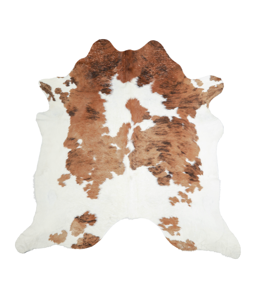 Brown and White XX-Large Brazilian Cowhide Rug 7'2"H x 7'3"W #A21711 by Hudson Hides