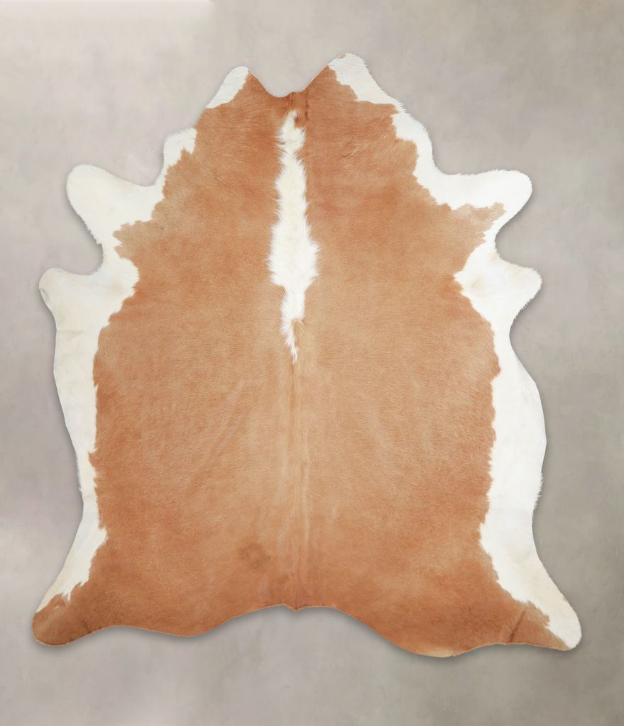 Beige and White XX-Large Brazilian Cowhide Rug 8'1"H x 7'3"W #A22059 by Hudson Hides