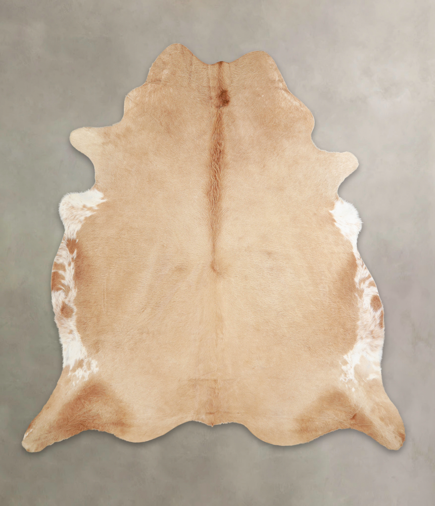 Beige X-Large Brazilian Cowhide Rug 7'4"H x 6'9"W #A22063 by Hudson Hides