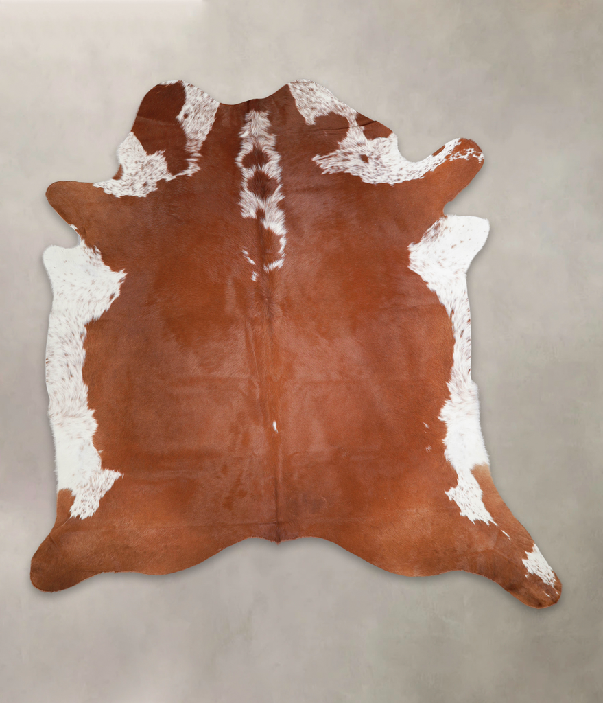 Brown and White Regular XX-Large Brazilian Cowhide Rug 7'8"H x 7'8"W #A22263 by Hudson Hides