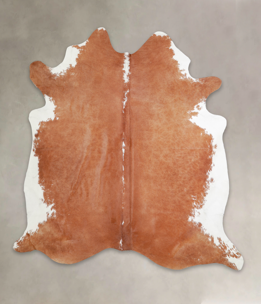 Brown and White Regular XX-Large Brazilian Cowhide Rug 7'5"H x 6'11"W #A22285 by Hudson Hides