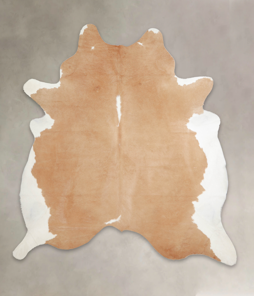 Beige and White XX-Large Brazilian Cowhide Rug 7'6"H x 6'11"W #A22449 by Hudson Hides