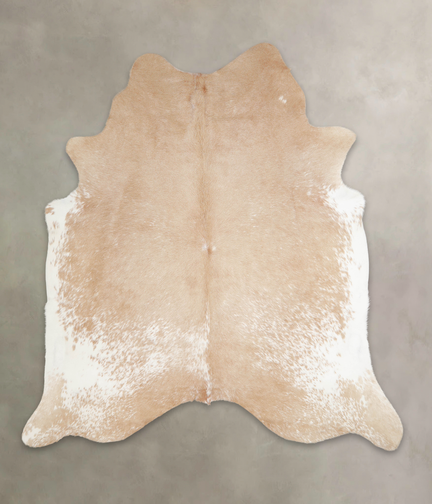 Beige and White XX-Large Brazilian Cowhide Rug 7'5"H x 6'10"W #A22452 by Hudson Hides
