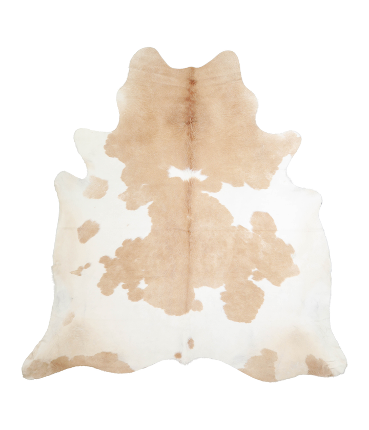 Beige and White XX-Large Brazilian Cowhide Rug 7'9"H x 7'6"W #A22500 by Hudson Hides