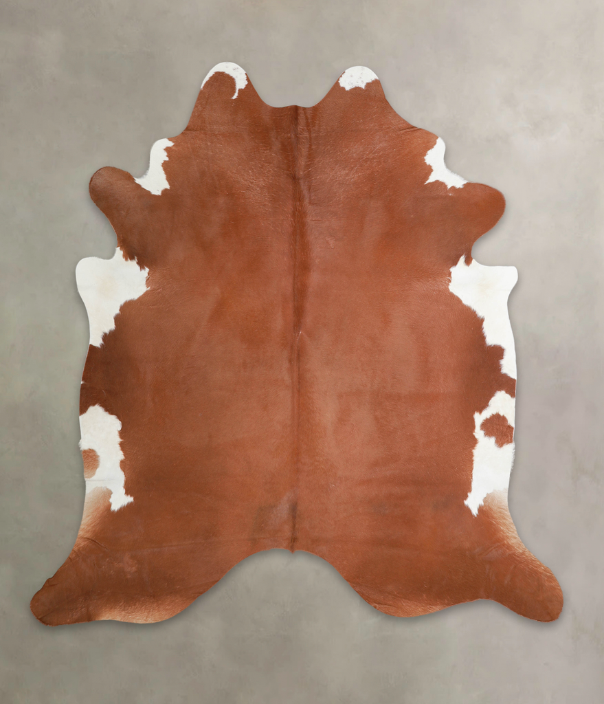Brown and White Regular X-Large Brazilian Cowhide Rug 7'2"H x 6'8"W #A22552 by Hudson Hides