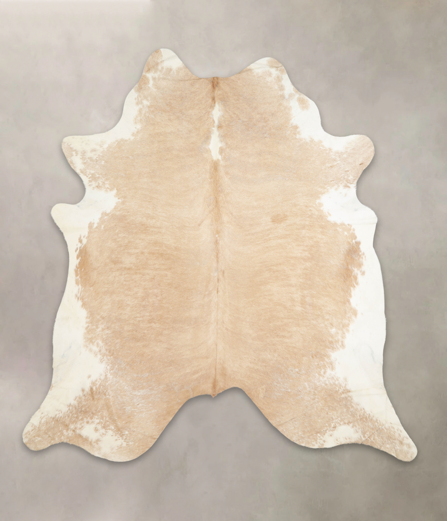 Beige and White XX-Large Brazilian Cowhide Rug 7'5"H x 7'0"W #A23029 by Hudson Hides