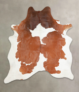 Brown and White X-Large Brazilian Cowhide Rug 7'0"H x 6'3"W #A23056 by Hudson Hides