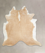 Beige and White XX-Large Brazilian Cowhide Rug 7'6"H x 7'4"W #A23070 by Hudson Hides