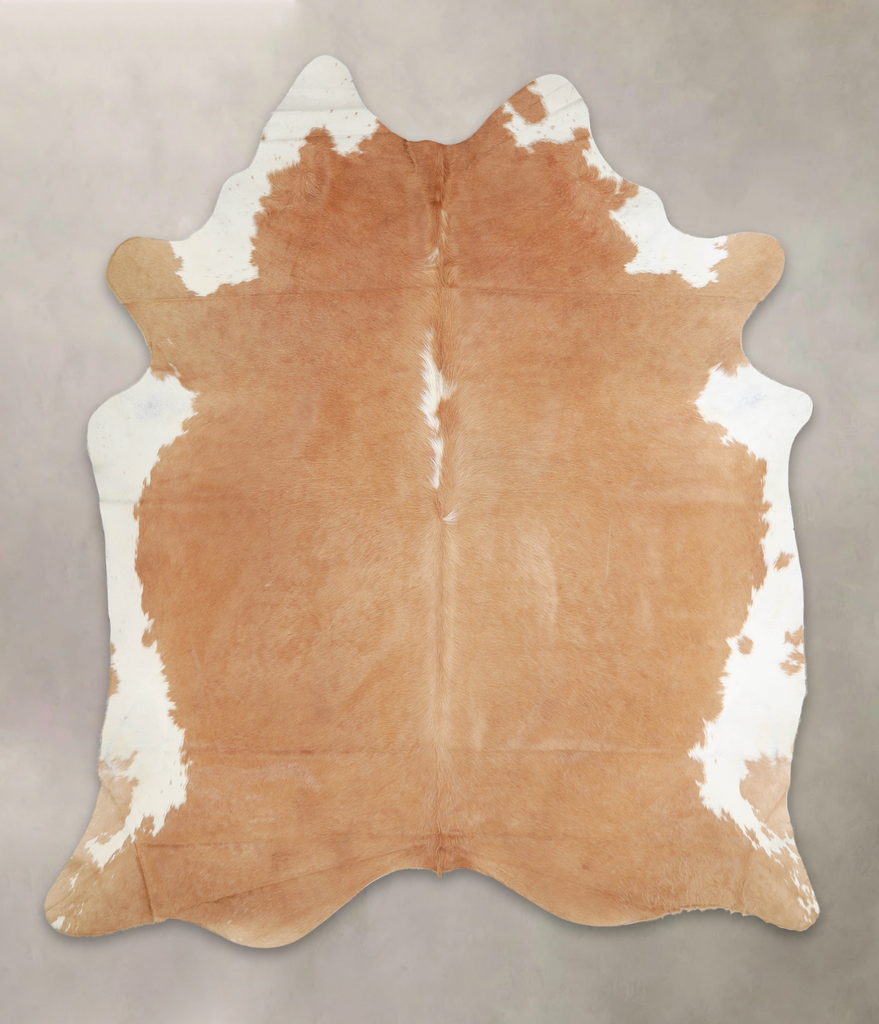 Beige and White XX-Large Brazilian Cowhide Rug 8'3"H x 7'1"W #A23071 by Hudson Hides