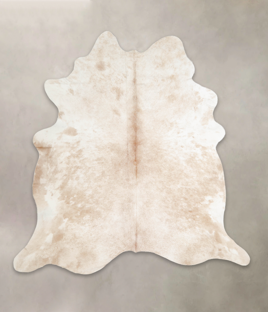 Beige and White XX-Large Brazilian Cowhide Rug 7'4"H x 7'0"W #A23302 by Hudson Hides