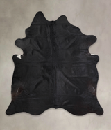 Solid Black XX-Large Brazilian Cowhide Rug 7'6"H x 7'0"W #A23642 by Hudson Hides