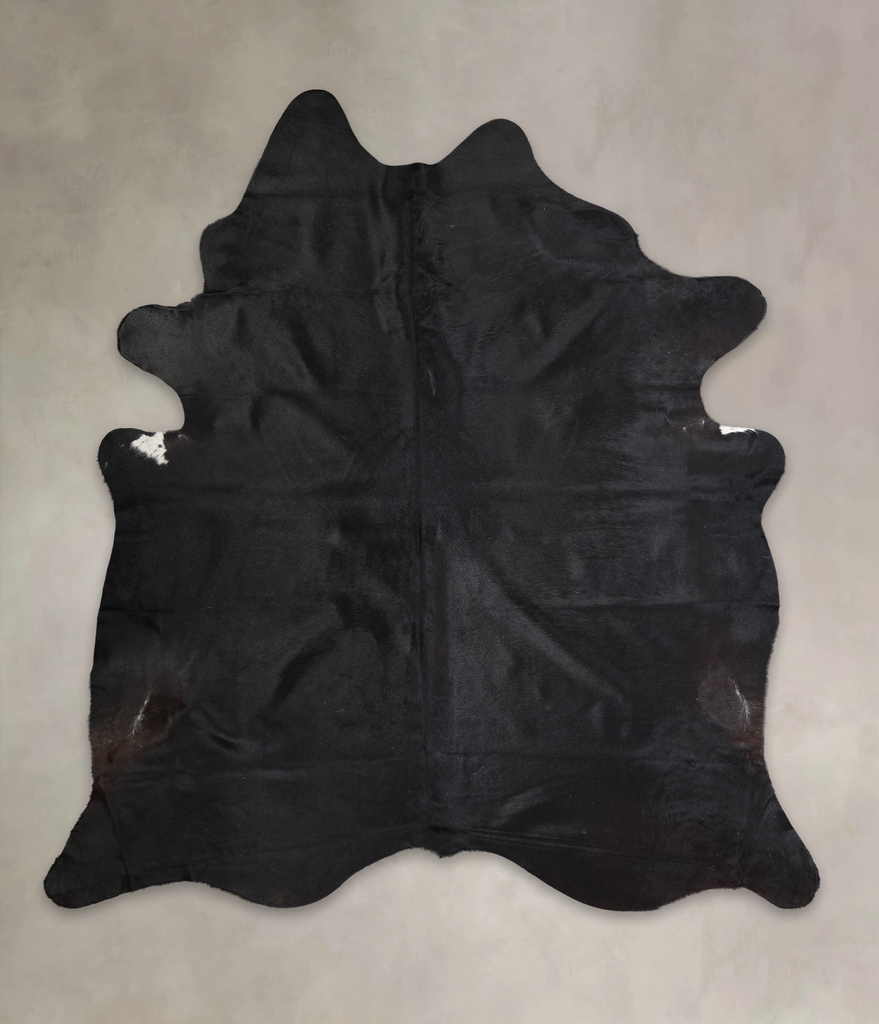 Solid Black XX-Large Brazilian Cowhide Rug 7'6"H x 7'0"W #A23642 by Hudson Hides
