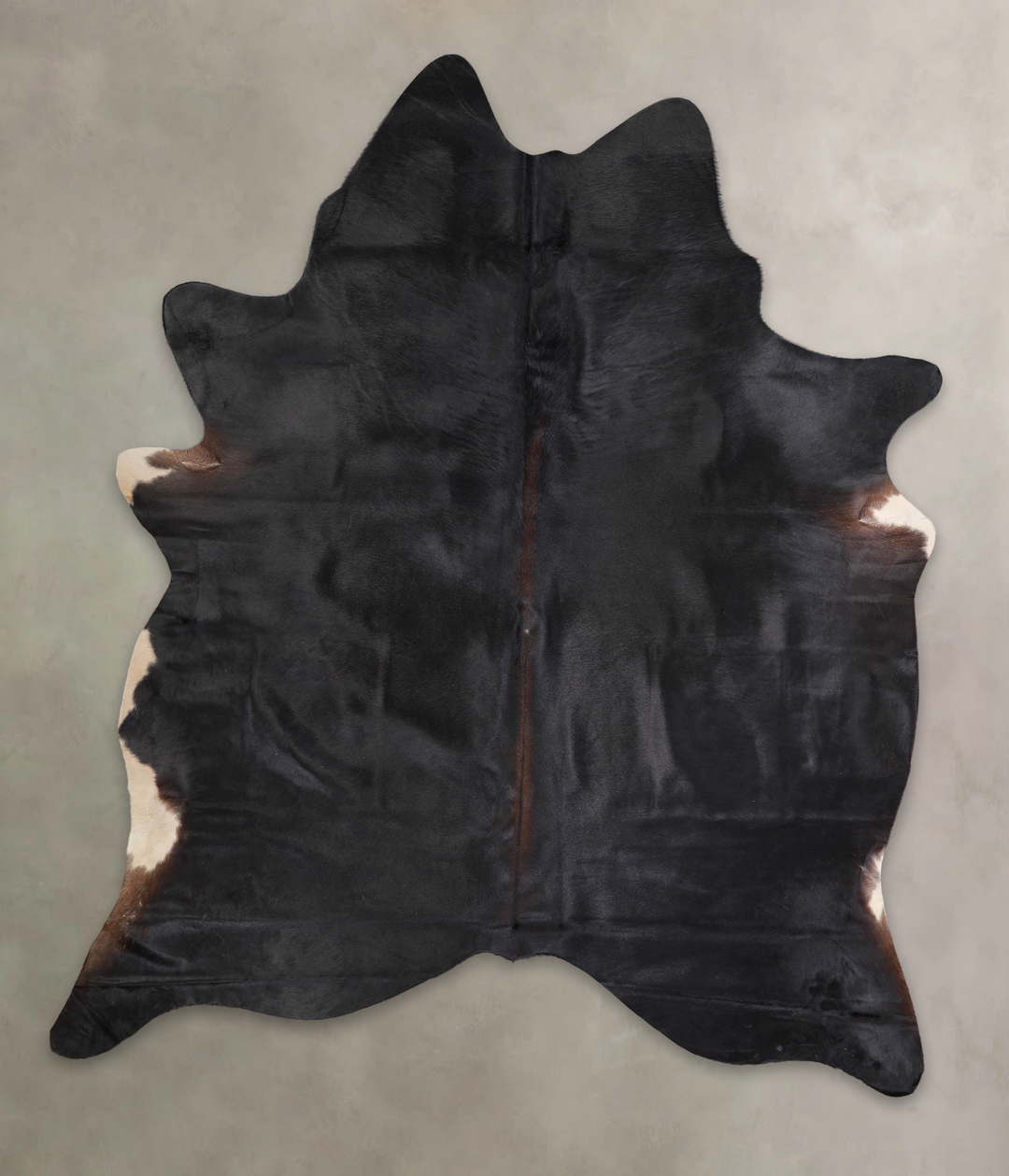 Solid Black X-Large Brazilian Cowhide Rug 7'1"H x 6'0"W #A23745 by Hud