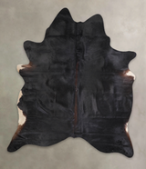Solid Black X-Large Brazilian Cowhide Rug 7'1"H x 6'0"W #A23745 by Hudson Hides