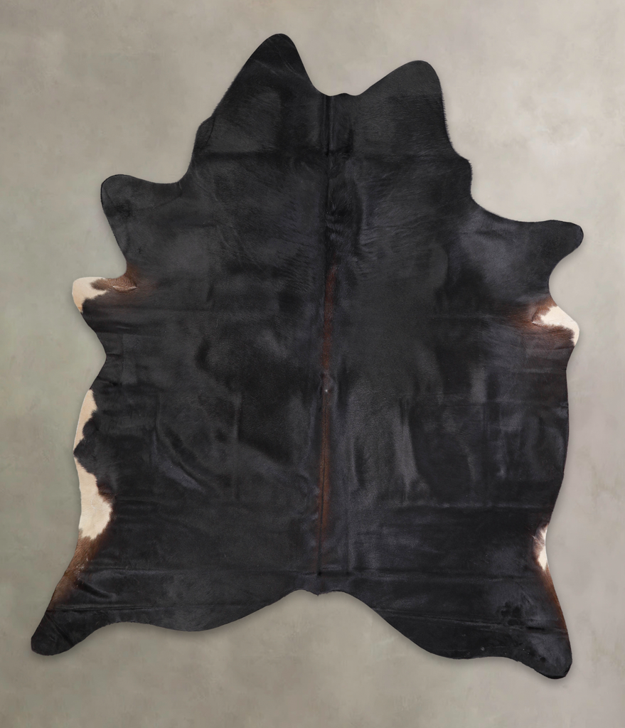 Solid Black X-Large Brazilian Cowhide Rug 7'1"H x 6'0"W #A23745 by Hudson Hides