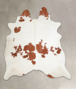 Brown and White XX-Large Brazilian Cowhide Rug 7'7"H x 6'11"W #A23856 by Hudson Hides