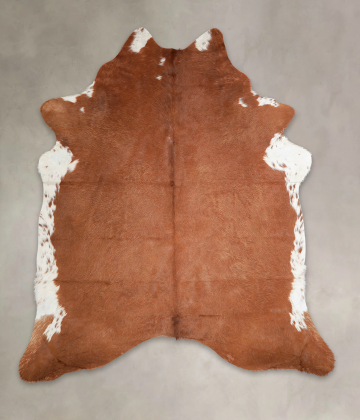 Brown and White Regular X-Large Brazilian Cowhide Rug 7'5"H x 6'7"W #A23882 by Hudson Hides