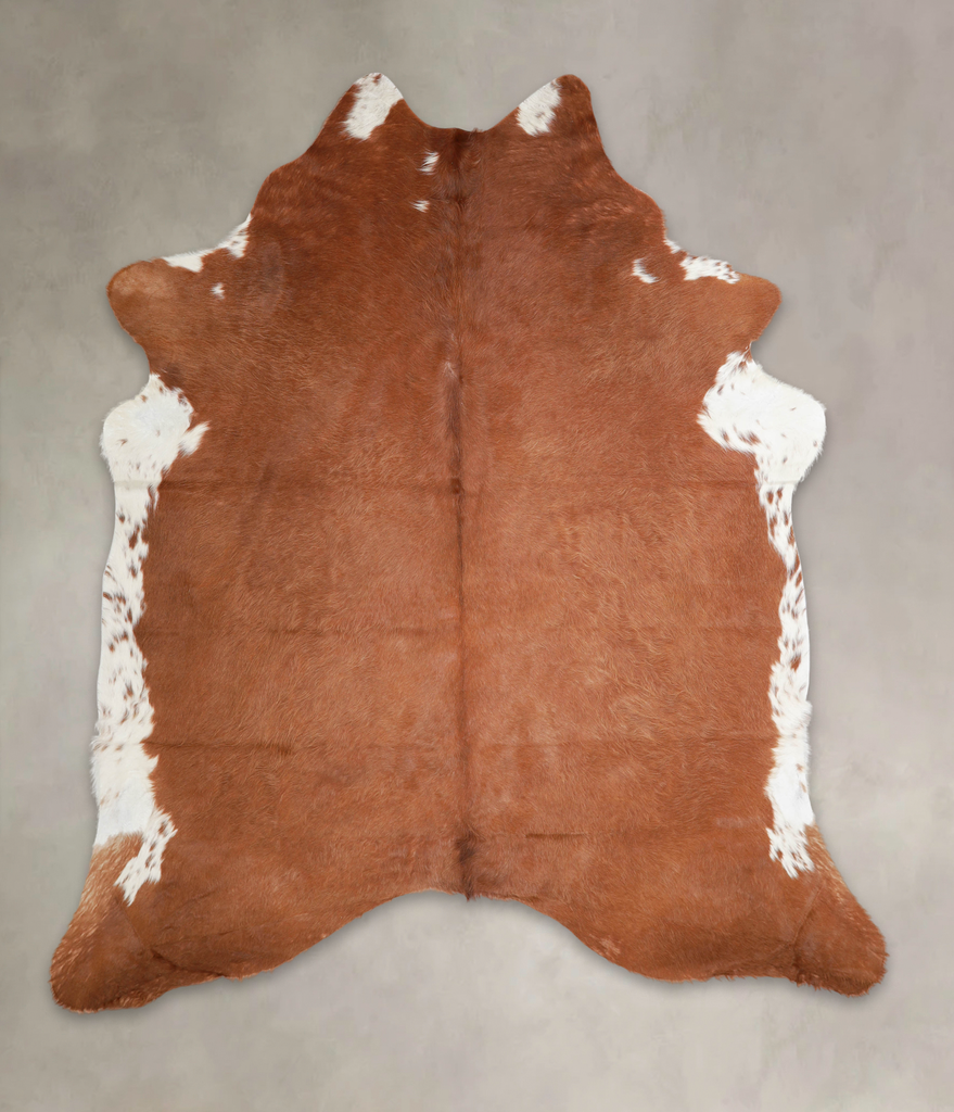 Brown and White Regular X-Large Brazilian Cowhide Rug 7'5"H x 6'7"W #A23882 by Hudson Hides