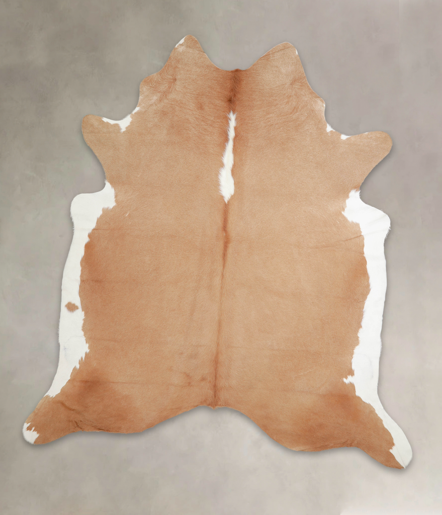 Beige and White XX-Large Brazilian Cowhide Rug 8'5"H x 7'5"W #A23930 by Hudson Hides