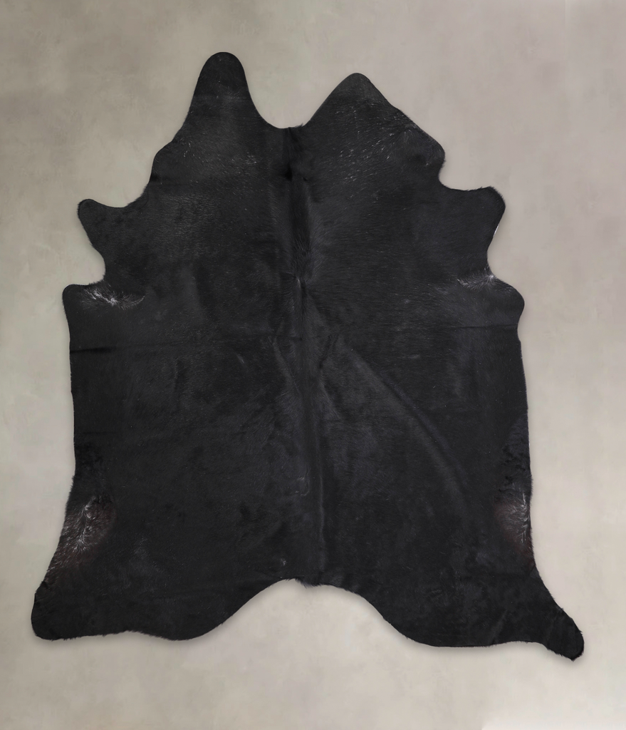 Solid Black XX-Large Brazilian Cowhide Rug 7'5"H x 6'8"W #A24440 by Hudson Hides