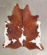 Brown and White X-Large Brazilian Cowhide Rug 7'4"H x 6'6"W #A24715 by Hudson Hides