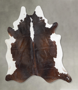 Chocolate and White X-Large Brazilian Cowhide Rug 7'2"H x 6'8"W #A24792 by Hudson Hides