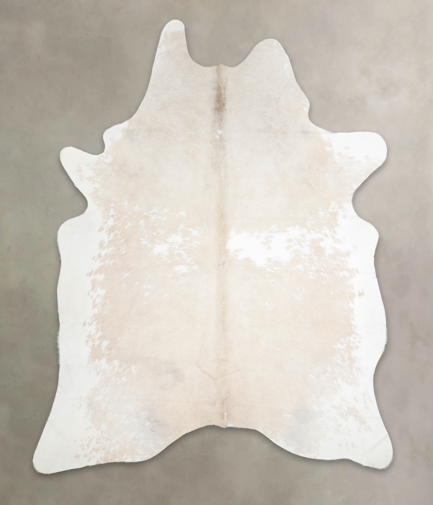 Beige and White XX-Large Brazilian Cowhide Rug 8'5"H x 6'7"W #A24812 by Hudson Hides