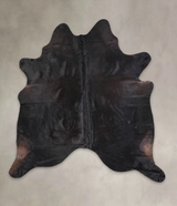 Solid Black X-Large Brazilian Cowhide Rug 7'0"H x 6'7"W #A24854 by Hudson Hides
