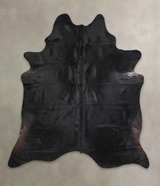 Solid Black XX-Large Brazilian Cowhide Rug 7'10"H x 7'1"W #A24863 by Hudson Hides