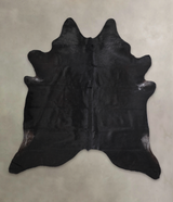 Solid Black XX-Large Brazilian Cowhide Rug 7'7"H x 7'1"W #A24899 by Hudson Hides