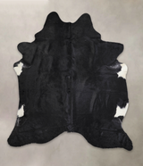 Solid Black XX-Large Brazilian Cowhide Rug 7'9"H x 6'11"W #A24900 by Hudson Hides