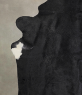 Solid Black XX-Large Brazilian Cowhide Rug 7'9"H x 6'11"W #A24900 by Hudson Hides