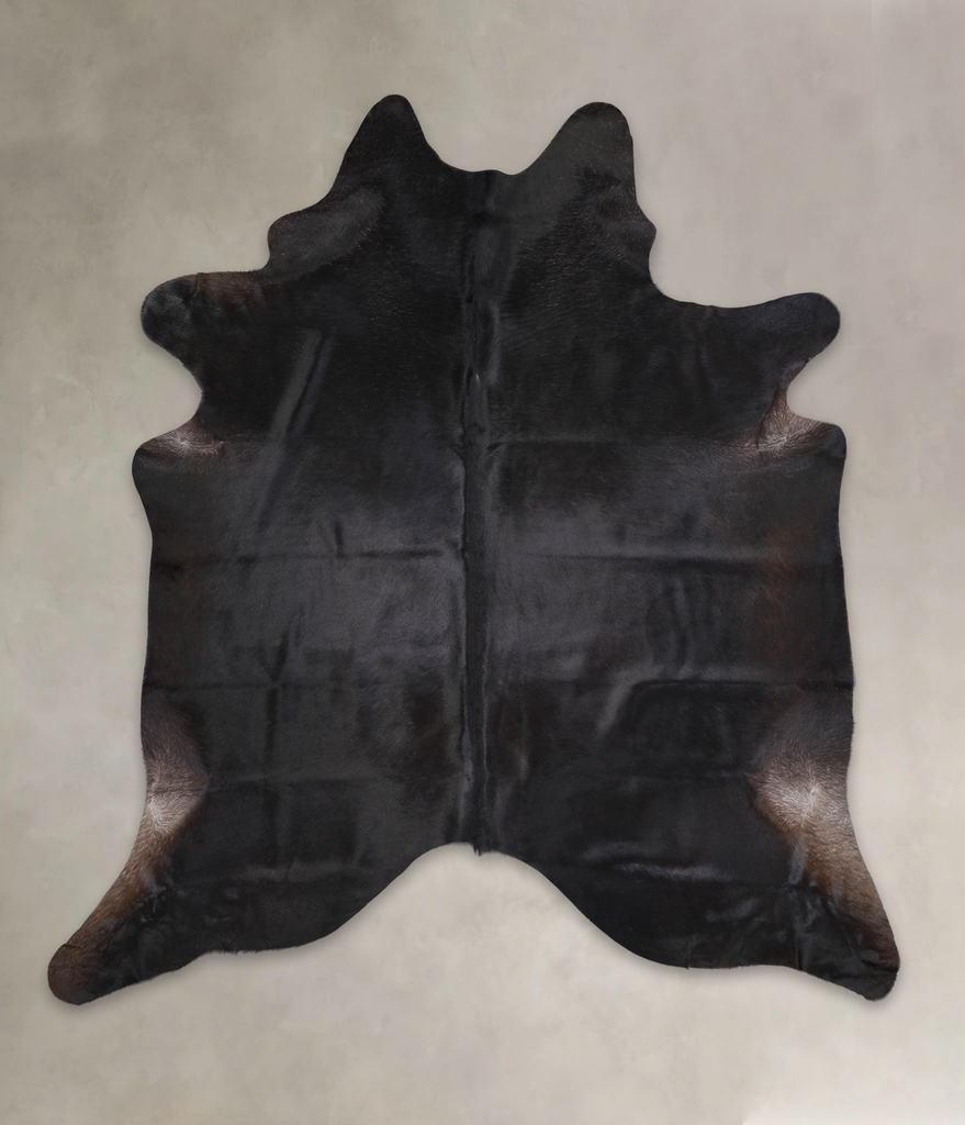 Solid Black XX-Large Brazilian Cowhide Rug 7'5"H x 6'10"W #A24947 by Hudson Hides