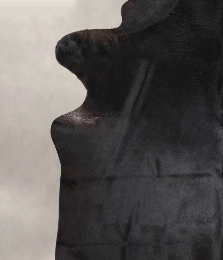 Solid Black XX-Large Brazilian Cowhide Rug 7'5"H x 6'10"W #A24947 by Hudson Hides