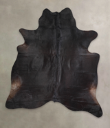 Solid Black XX-Large Brazilian Cowhide Rug 7'10"H x 6'10"W #A24978 by Hudson Hides