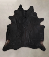 Solid Black XX-Large Brazilian Cowhide Rug 7'10"H x 7'1"W #A25013 by Hudson Hides