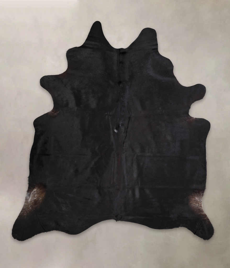 Solid Black XX-Large Brazilian Cowhide Rug 7'10"H x 7'1"W #A25013 by Hudson Hides