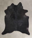 Solid Black X-Large Brazilian Cowhide Rug 7'1"H x 6'1"W #A25028 by Hudson Hides