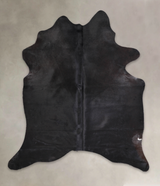 Solid Black X-Large Brazilian Cowhide Rug 7'1"H x 6'1"W #A25028 by Hudson Hides