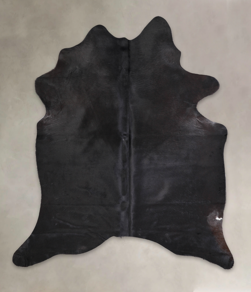 Solid Black X-Large Brazilian Cowhide Rug 7'1"H x 6'1"W #A25028 by Hudson Hides
