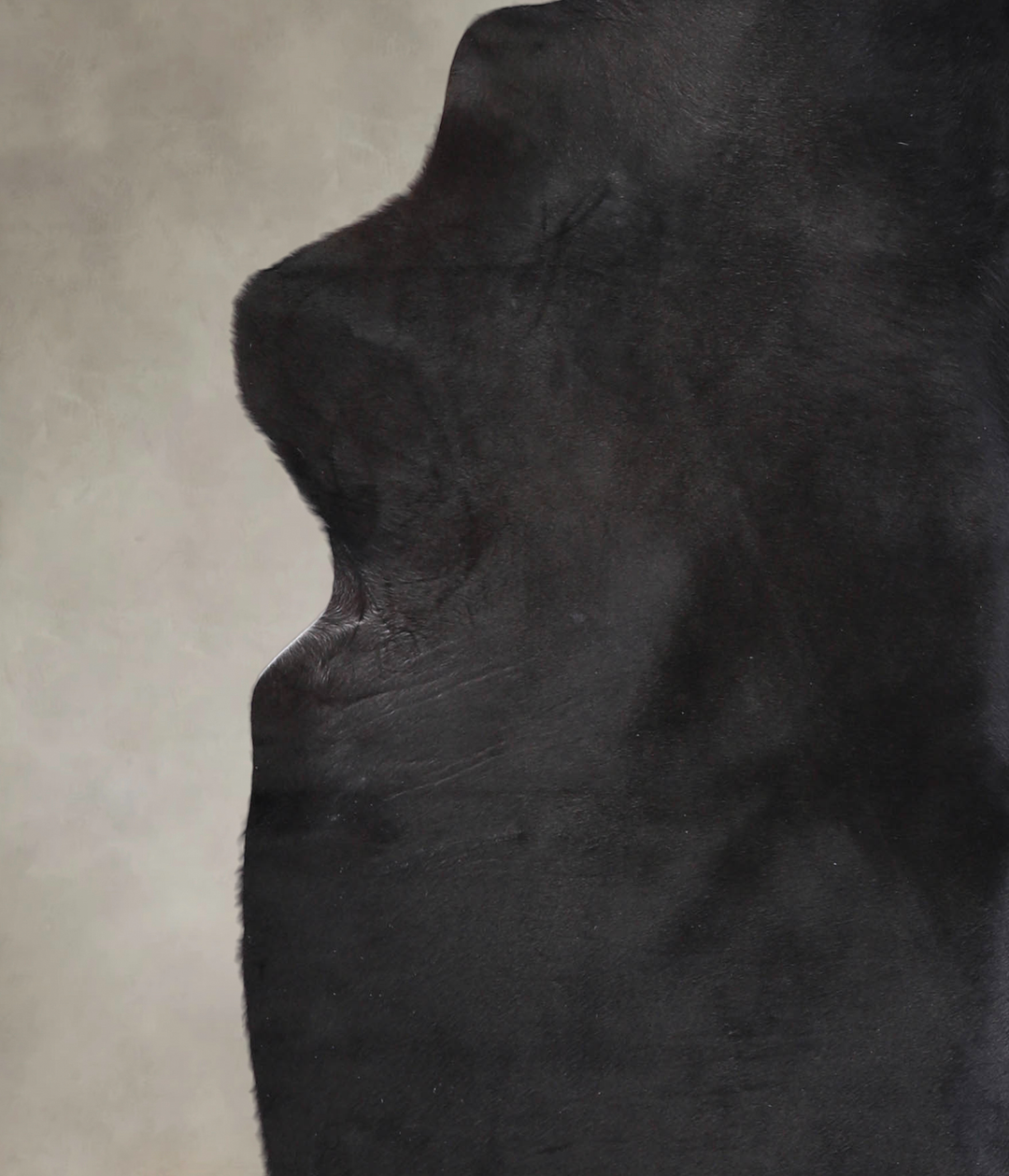 Solid Black X-Large Brazilian Cowhide Rug 7'1"H x 6'1"W #A25028 by Hud