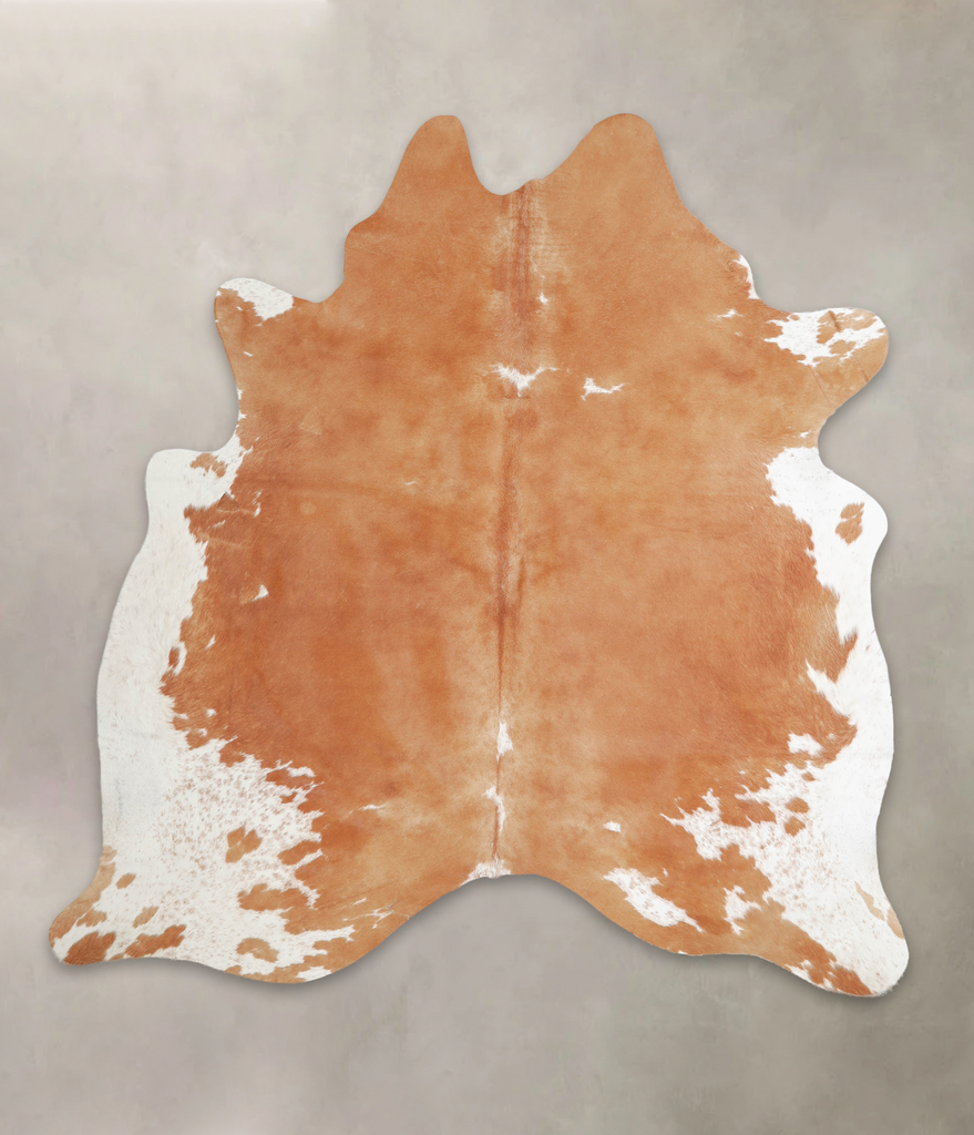 Beige and White X-Large Brazilian Cowhide Rug 6'8"H x 6'5"W #A25095 by Hudson Hides