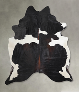 Chocolate and White X-Large Brazilian Cowhide Rug 7'1"H x 6'1"W #A25135 by Hudson Hides