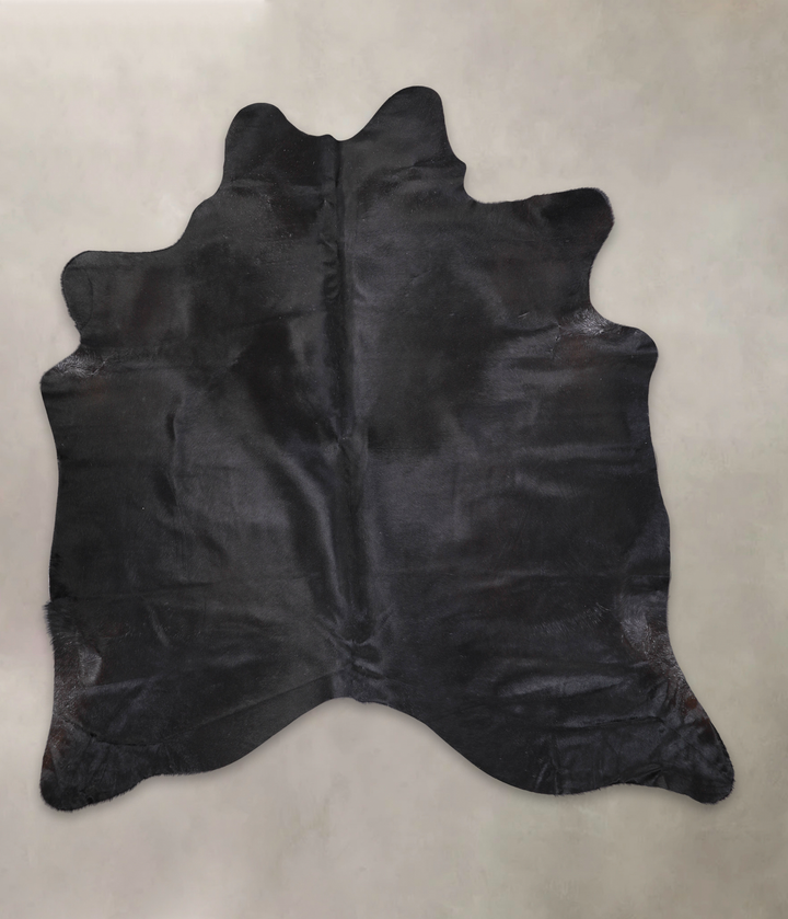 Solid Black X-Large Brazilian Cowhide Rug 7'0"H x 6'7"W #A25144 by Hudson Hides