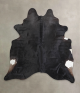 Solid Black XX-Large Brazilian Cowhide Rug 7'5"H x 6'11"W #A25146 by Hudson Hides
