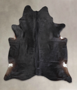 Solid Black X-Large Brazilian Cowhide Rug 7'6"H x 6'6"W #A25148 by Hudson Hides