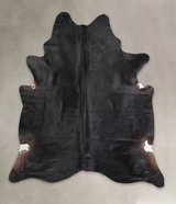 Solid Black X-Large Brazilian Cowhide Rug 7'6"H x 6'6"W #A25148 by Hudson Hides